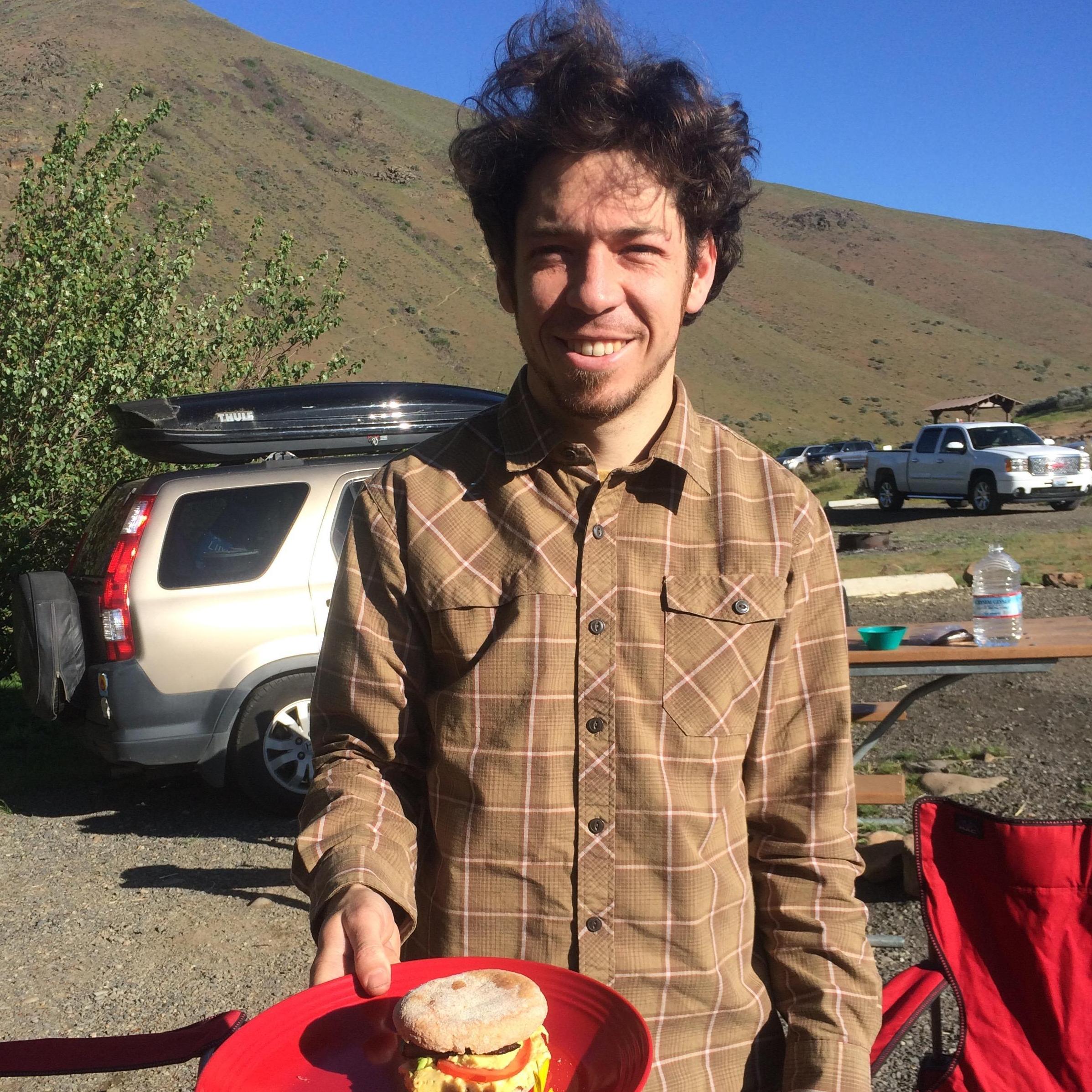 The best camping partner, and best camping hair.