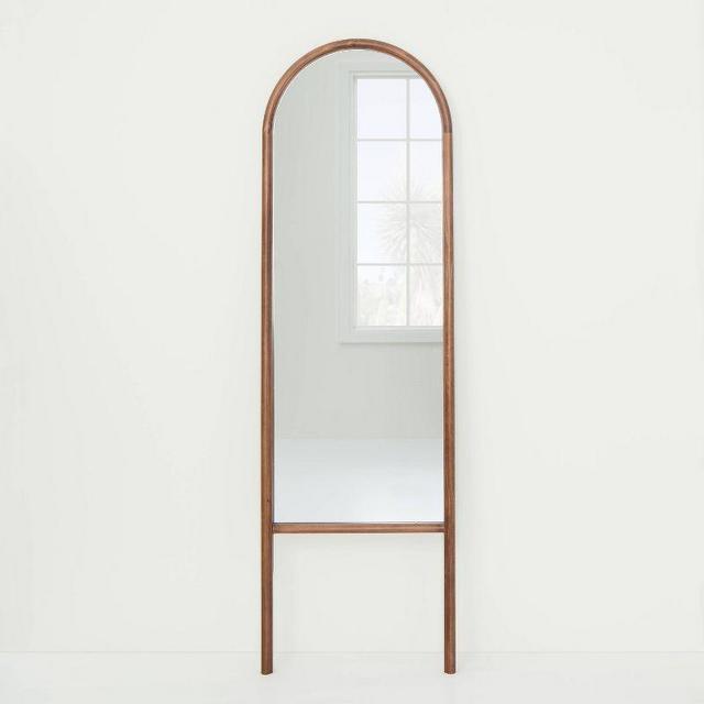 Threshold Wood Arched Floor Mirror - Walnut