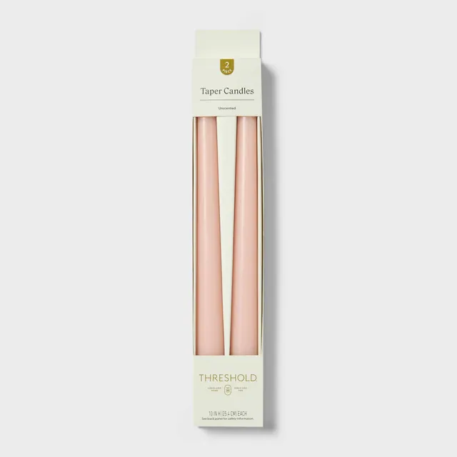 2pk Core Taper Candle Set Light Pink - Threshold™
