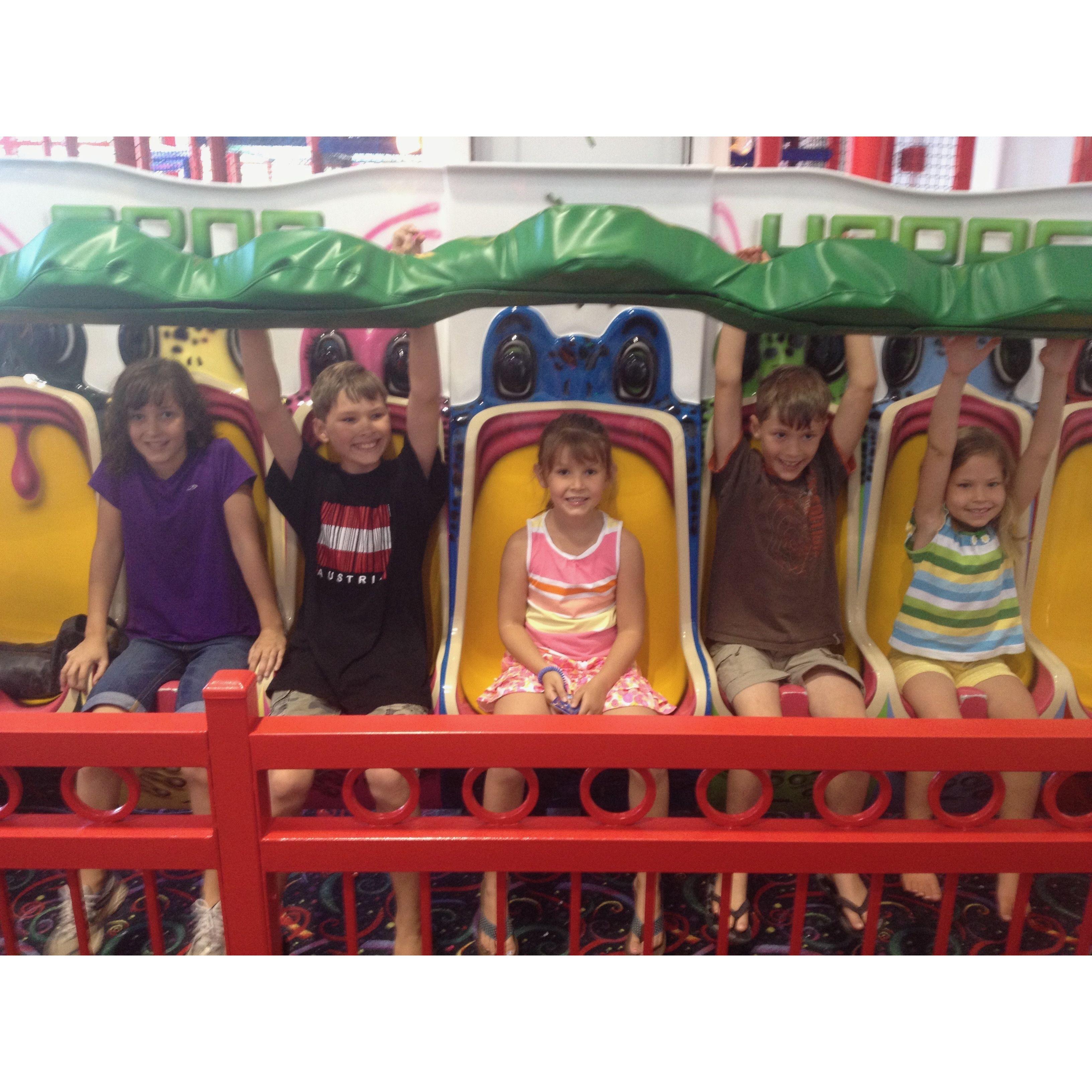 Adin and I (on the left) at the Oaks Park amusement park