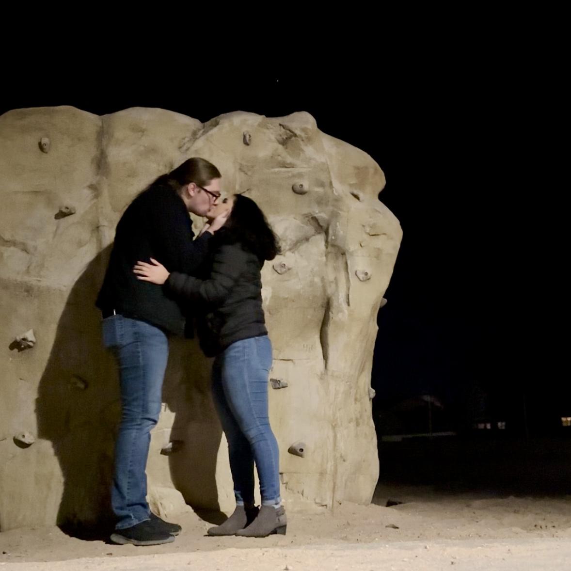 Michael kissing Corina right before proposing.