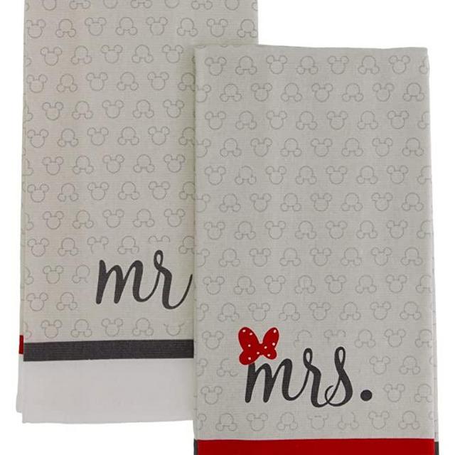Disney 100% Cotton Kitchen Towels, 2pk-Soft and Absorbent Decorative Kitchen Towels Perfect for Drying Dishes and Hands-Machine Washable Kitchen Towel Set, 16 x 28 inches - Mr. and Mrs.