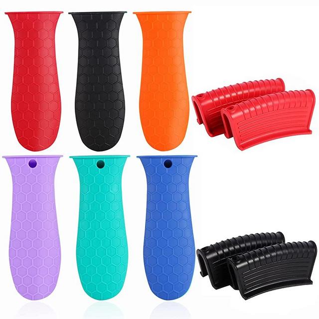 10 Pcs Non-Slip Silicone Hot Handle Holder & Assist Grips, Potholder for Cast Iron Skillets, Heat Resistant Handle Cover Sleeve for Frying Pans, Casserole, Cookware Handles