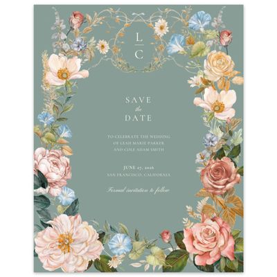 Rich Sage, Green Wedding Digital Save the Date - Trellis Portrait