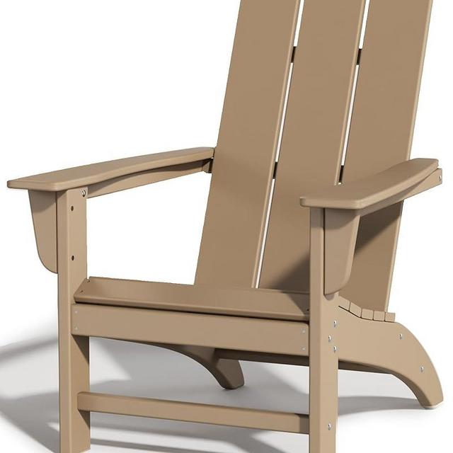 Poly Lumber Adirondack Chair, All-Weather Resistant Outdoor Patio Chairs, Look Like Wood, Pre-Assembled Outdoor Fire Pit Chair for Pool, Deck, Backyard, Garden, Weather Wood