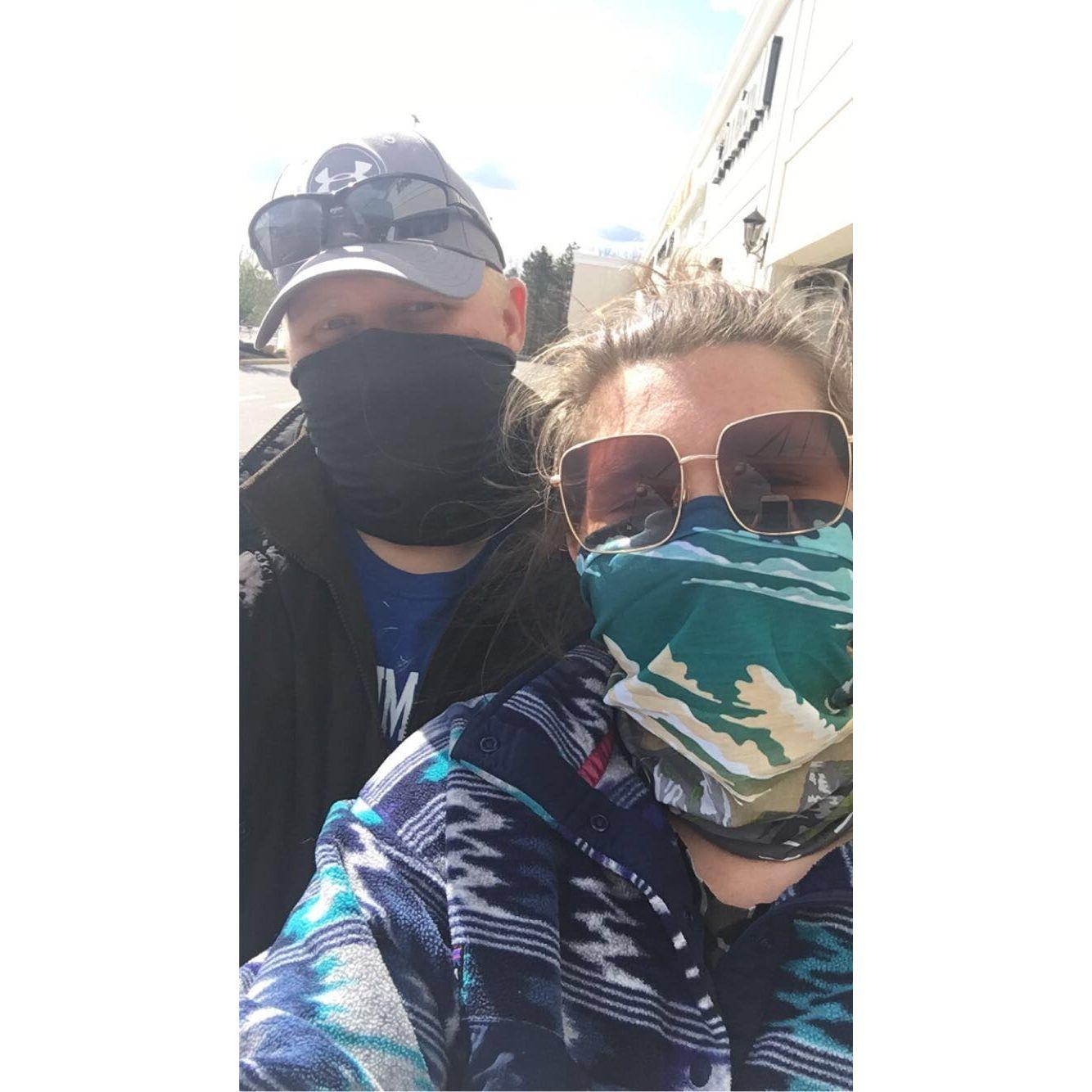 COVID hit only two months after Max joined Grayson in Maine. Here they are on their first pandemic trip to the grocery store!