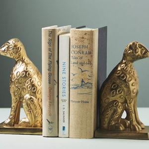 Gold Cheetah Metal Bookends