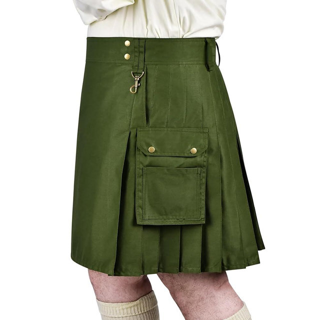Mens Kilt Scottish Phantom Utility Kilts for Men Traditional Highland Costume Kilts with Cargo Pockets