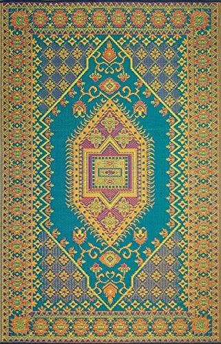 Mad Mats Oriental Turkish Indoor/Outdoor Floor Mat, 4 by 6-Feet, Aqua
