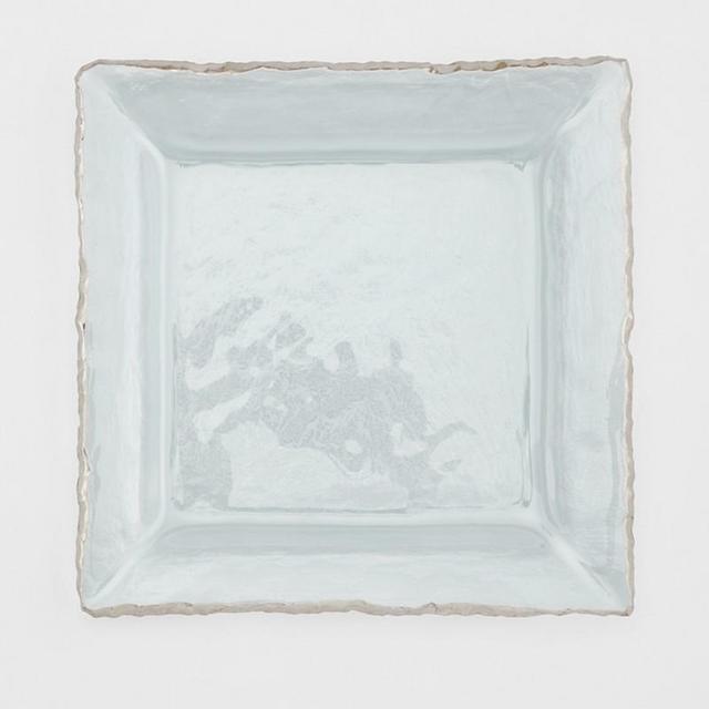 Annieglass Edgey Square Platter (COLOR: Clear Glass / Platinum Trim)