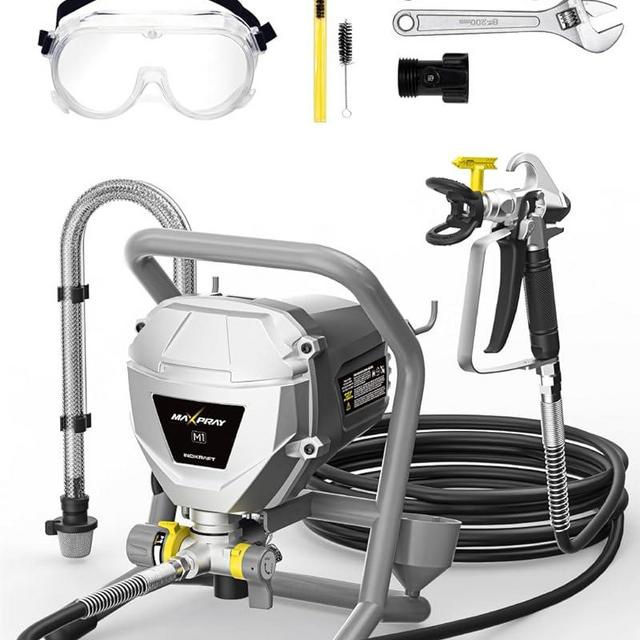 MaXpray M1 Airless Paint Sprayer, Highly Efficient Thinning-Free Minimal Overspray for Up to 10 Gallon DIY Painting Projects Home Interior & House Exterior, Comes with Sprayer Accessories