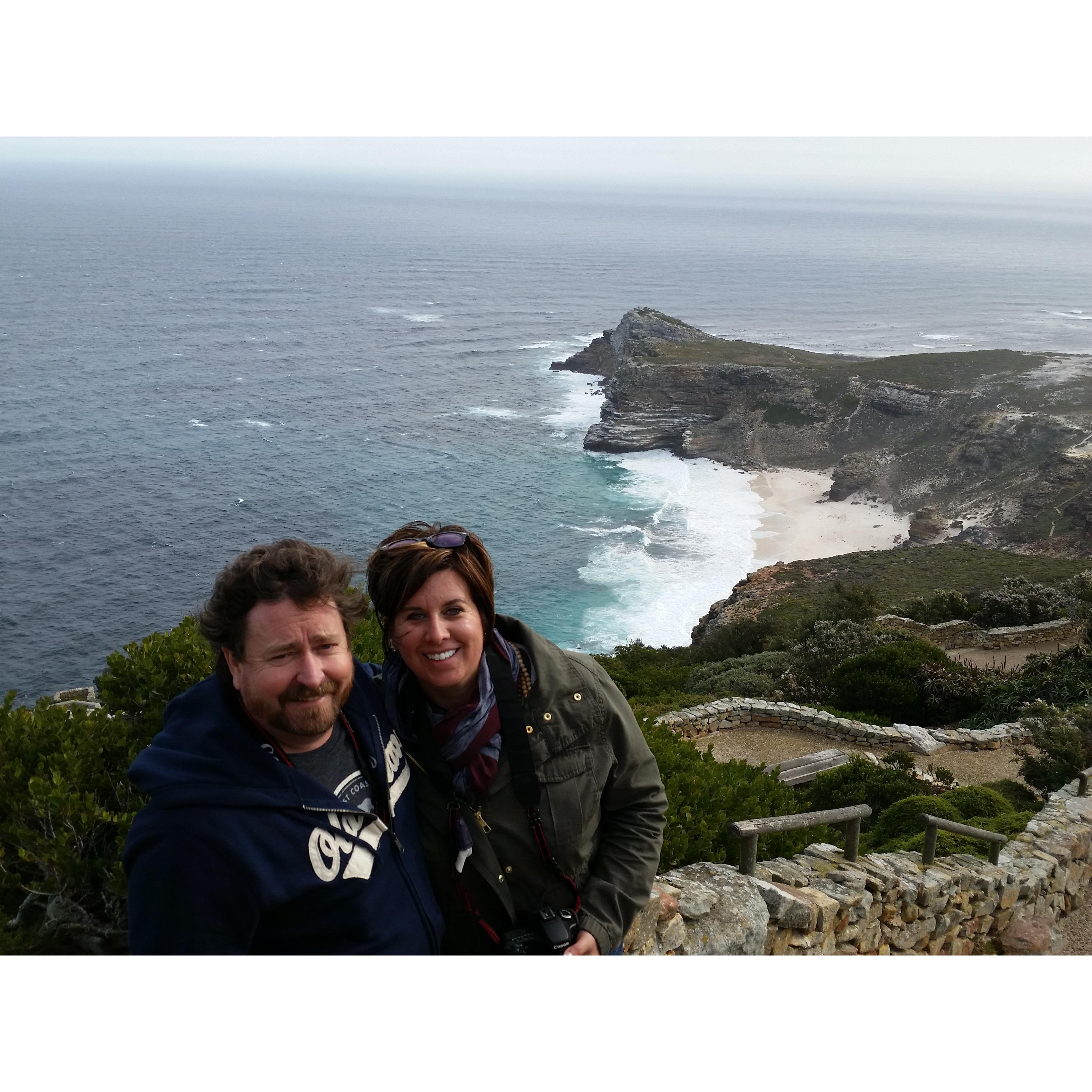 You know you are a perfect match when you still like your person after a 19 hrs flight together! We love to travel and this pictures was taken at the tip of Africa!