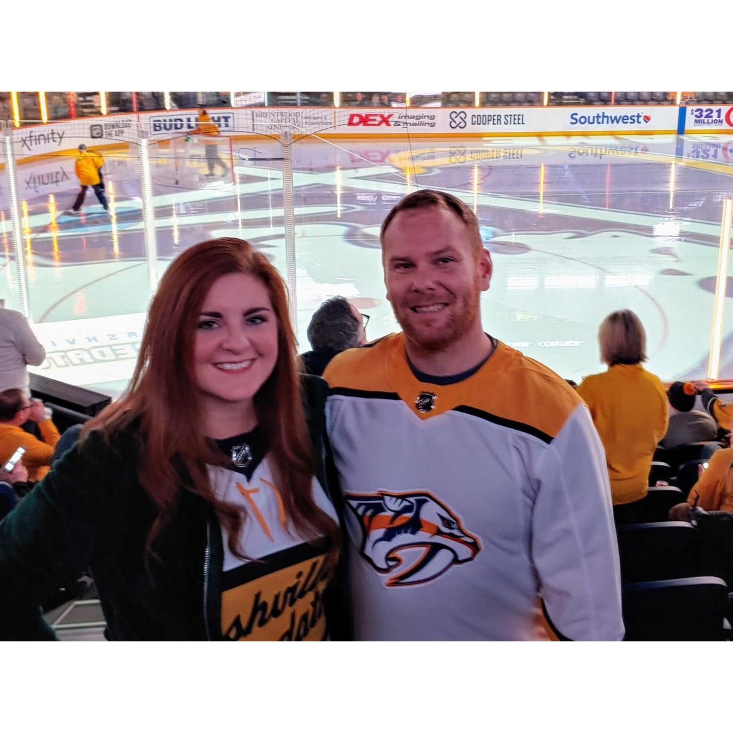 My first Preds game. This is the night I knew he was the one. I wanted cotton candy and he chased the vendor down outside and had to get cash from the ATM just to get some for me. That's true love.
