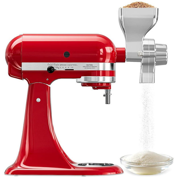 All Metal Grain Mill Attachment Fit for KitchenAid Stand Mixer, 12-Level Adjustable Flour Mill Grain Grinder for Kitchenaid, Fit for Wheat, Corn, Oats, Nut