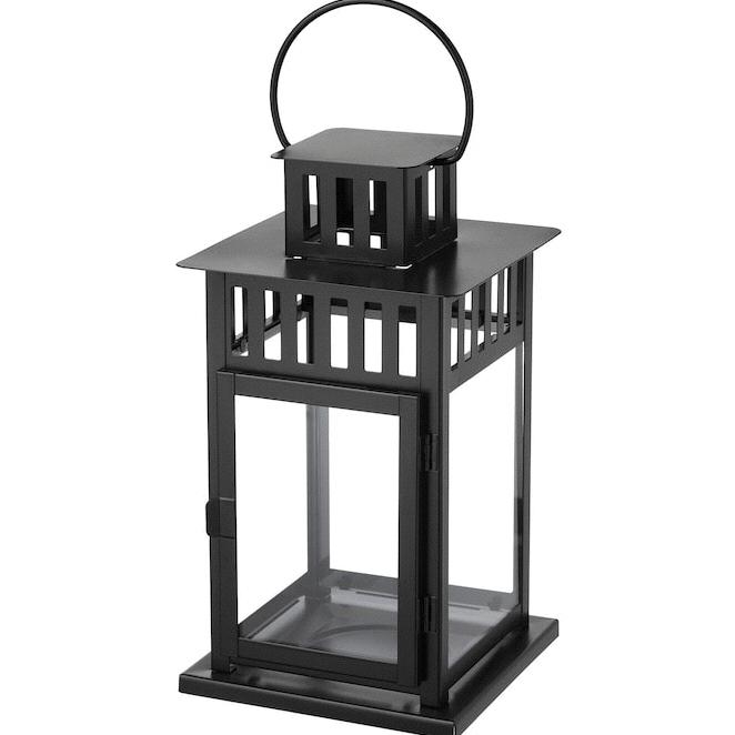 BORRBY Lantern for block candle, black indoor/outdoor black, 17 ¼ "