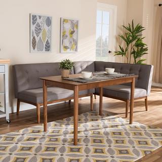 Arvid Mid-Century Modern Upholstered 3-Piece Dining Nook Set