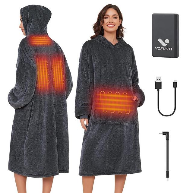 VOFUOTI MAX Heated Wearable Blanket, Cordless Electric Heating Blanket Hoodie with Battery,Oversized Sweatshirt Throw Blanket