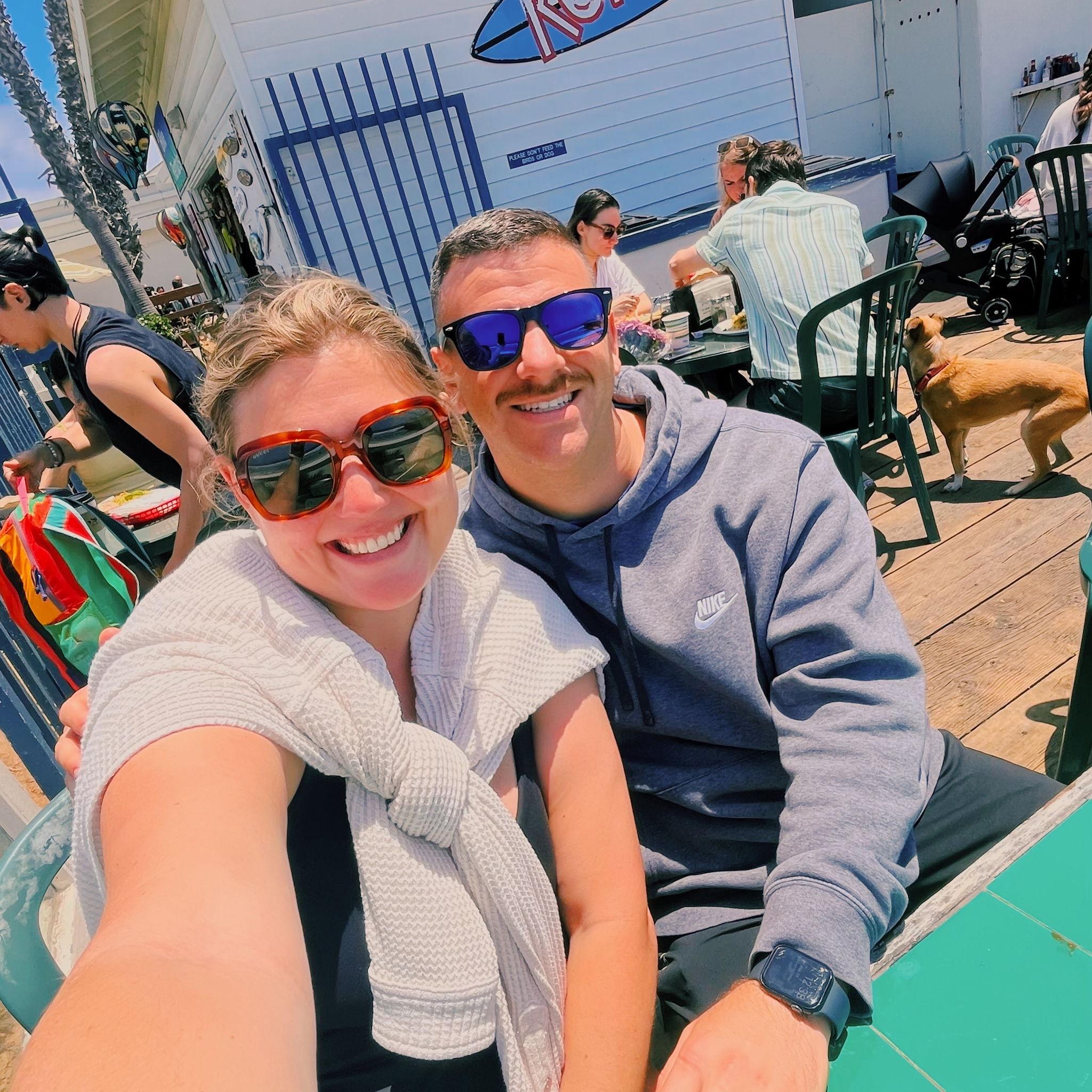 We love walking the boardwalk in the AM! Grab a bite at Woodys (not this picture).