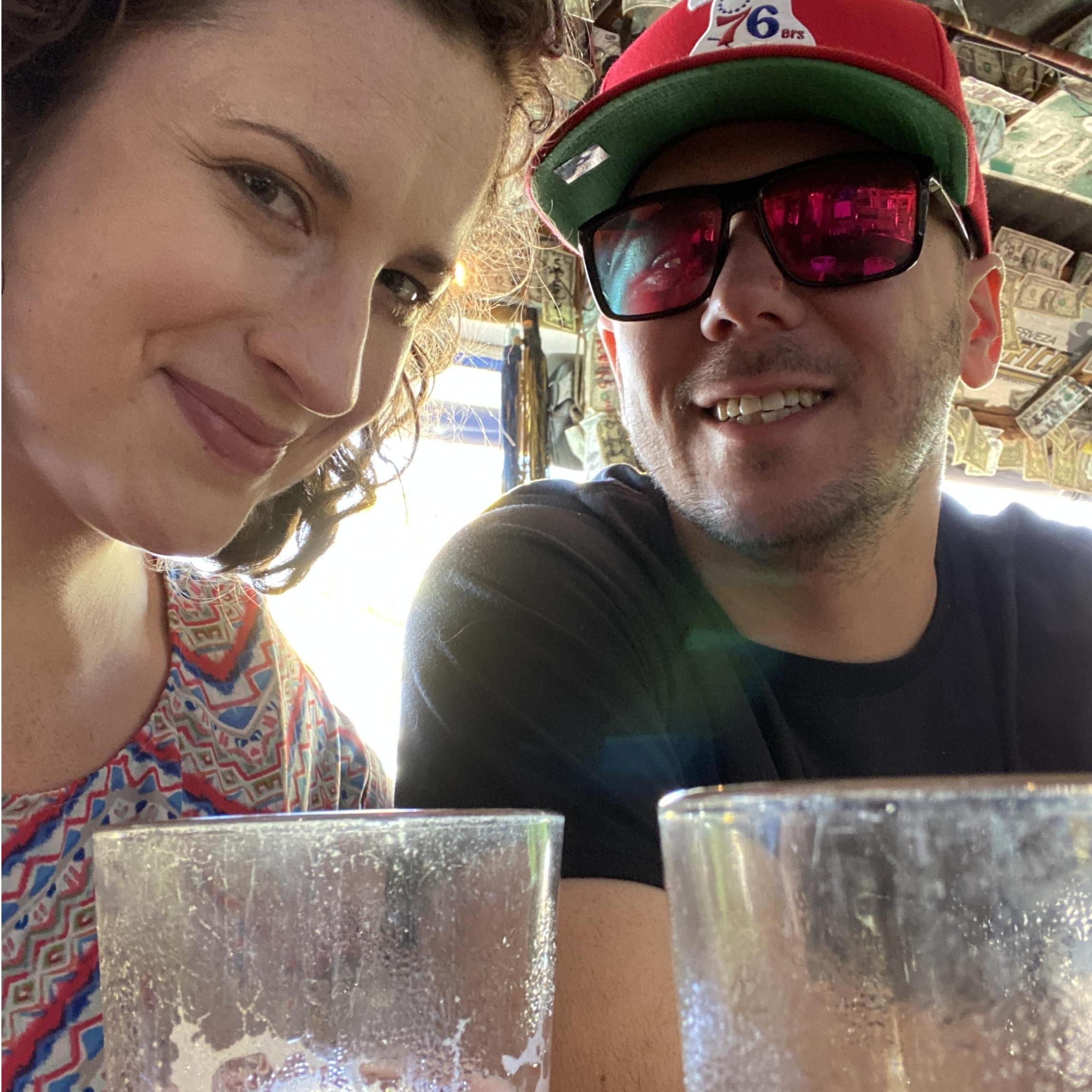 Grabbing drinks on our way to Phillies Spring Training in Clearwater! March 2020. Unfortunately, Spring Training was cancelled later that day; we were able to make it out of Florida though!