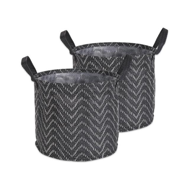 Design Imports Polyethylene Coated Woven Paper Laundry Bin Tribal Chevron Round Large Set of 2