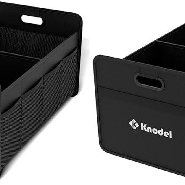 K KNODEL Car Trunk Organizer, Foldable Organizer for Car, Automotive Consoles & Organizers, Storage with Reinforced Handles (Small, Black) (Pack of 2)