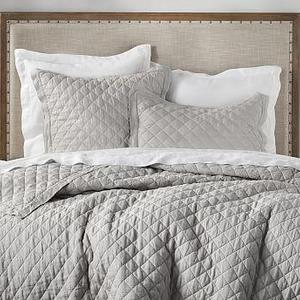 Belgian Flax Linen Diamond Sham - Flagstone