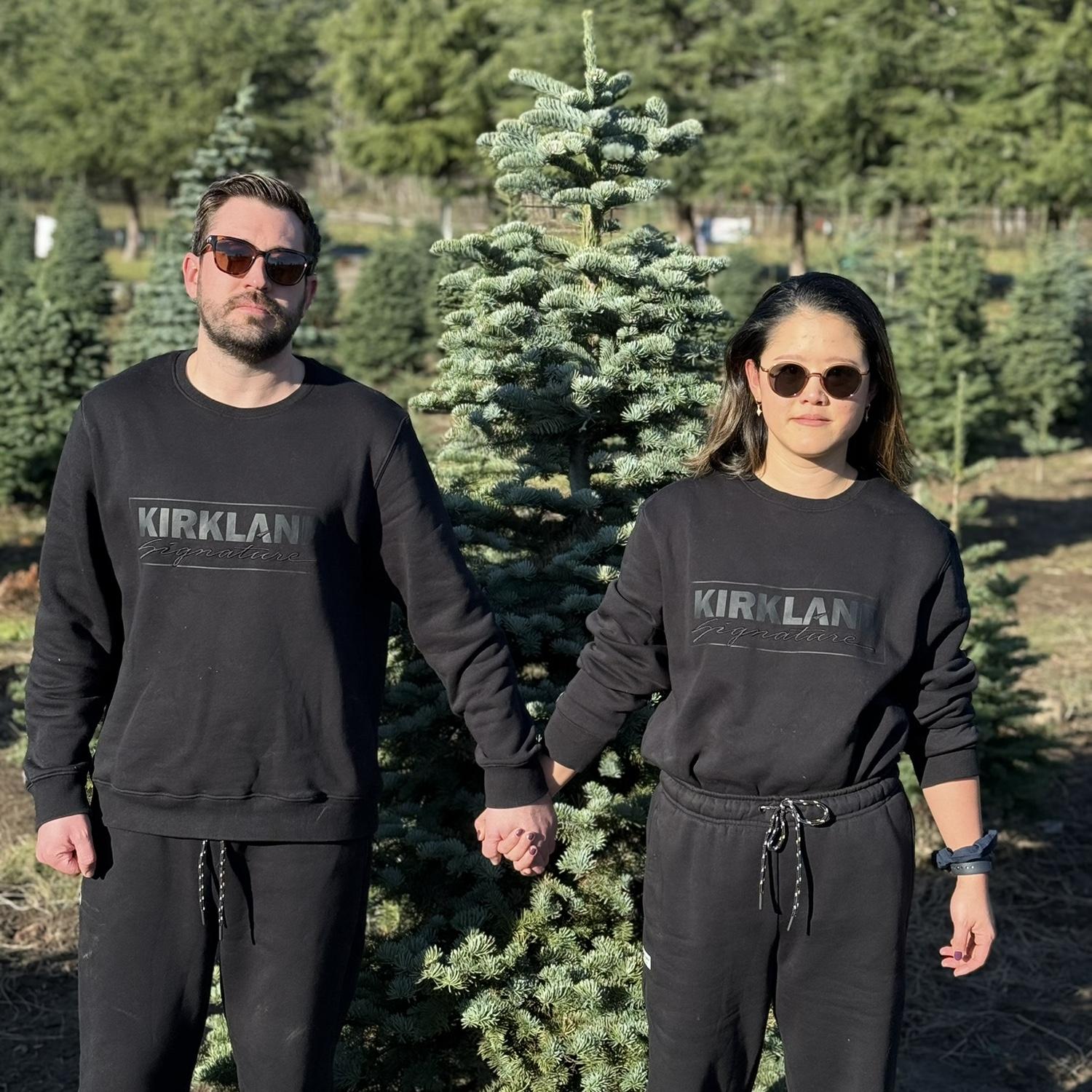 Christmas card photos ft matching Kirkland sweats