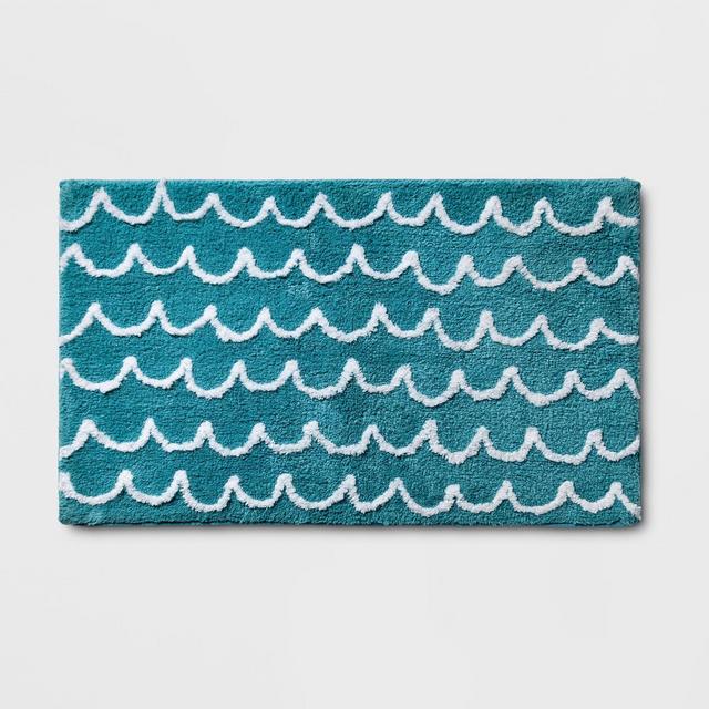 Scallop Wave Bath Rug Blue - Pillowfort™