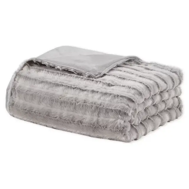 Beautyrest® Duke Faux Fur 18 lb. Weighted Blanket in Grey