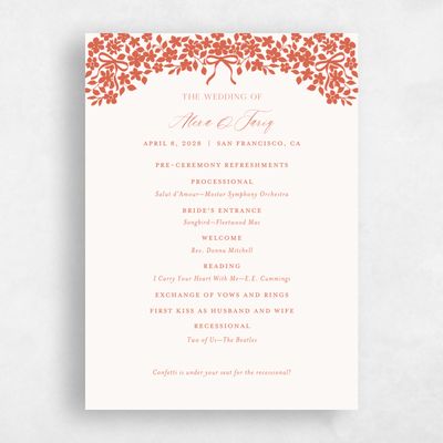 Burnt Orange Wedding Program - Tiglio