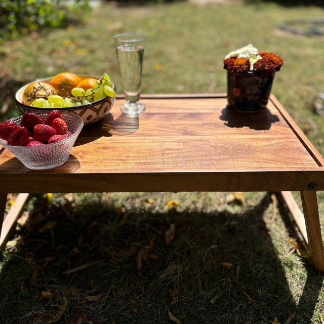 Wooden Large Tray Table with Folding Legs - Natural Wood - Bed breakfast / Laptop holder / Folding Tray Table / Serving tray / Picnic