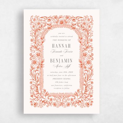 Deep Orange Wedding Invitation - Tauriel Portrait