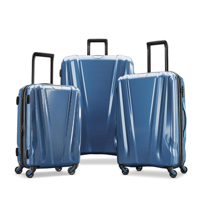 Samsonite SWERV DLX Spinner 3 Piece Carry-On, Medium, and Large Suitcase Hard-Shell Luggage Set with Side Carry and Telescopic Handle, Lagoon Blue