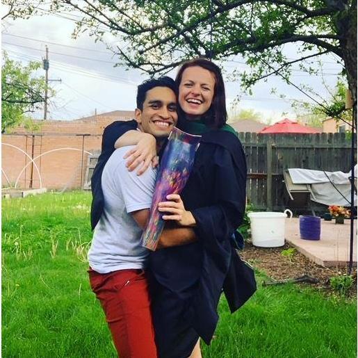 Joe helped plan a virtual grad school graduation for me with family and friends at our home in CO