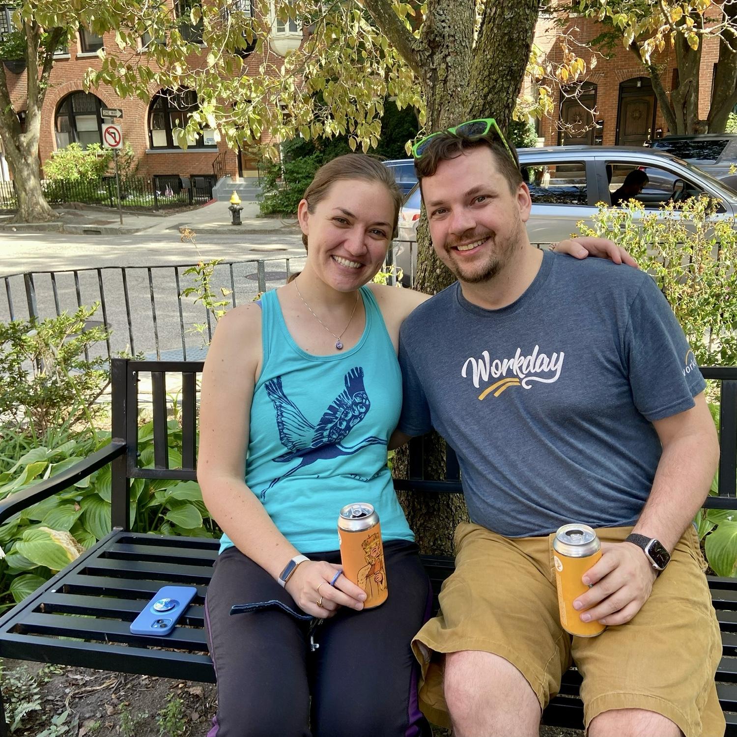 Post-move Tree House treats with my mom and Steve in the Symphony Road pocket park!