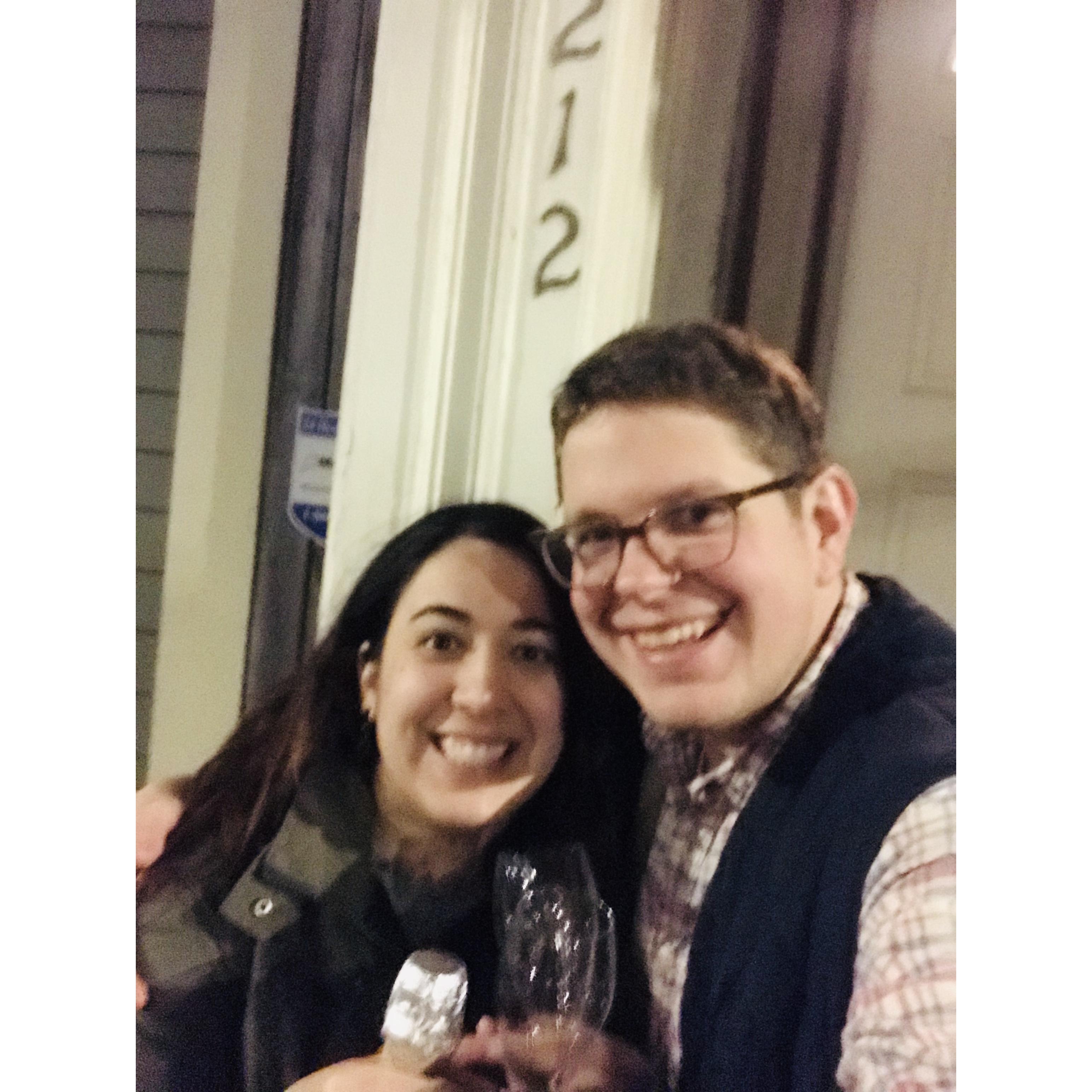 Celebrating getting the keys to our first apartment!