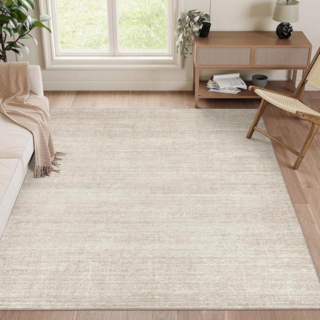 Valenrug Washable Rugs 5x7 - Stain Resistant 5x7 Area Rugs for Living Room, Non Slip Backing Printed Rugs for Bedroom, Folable Machine Washable Area Rug(5'x7', Beige)