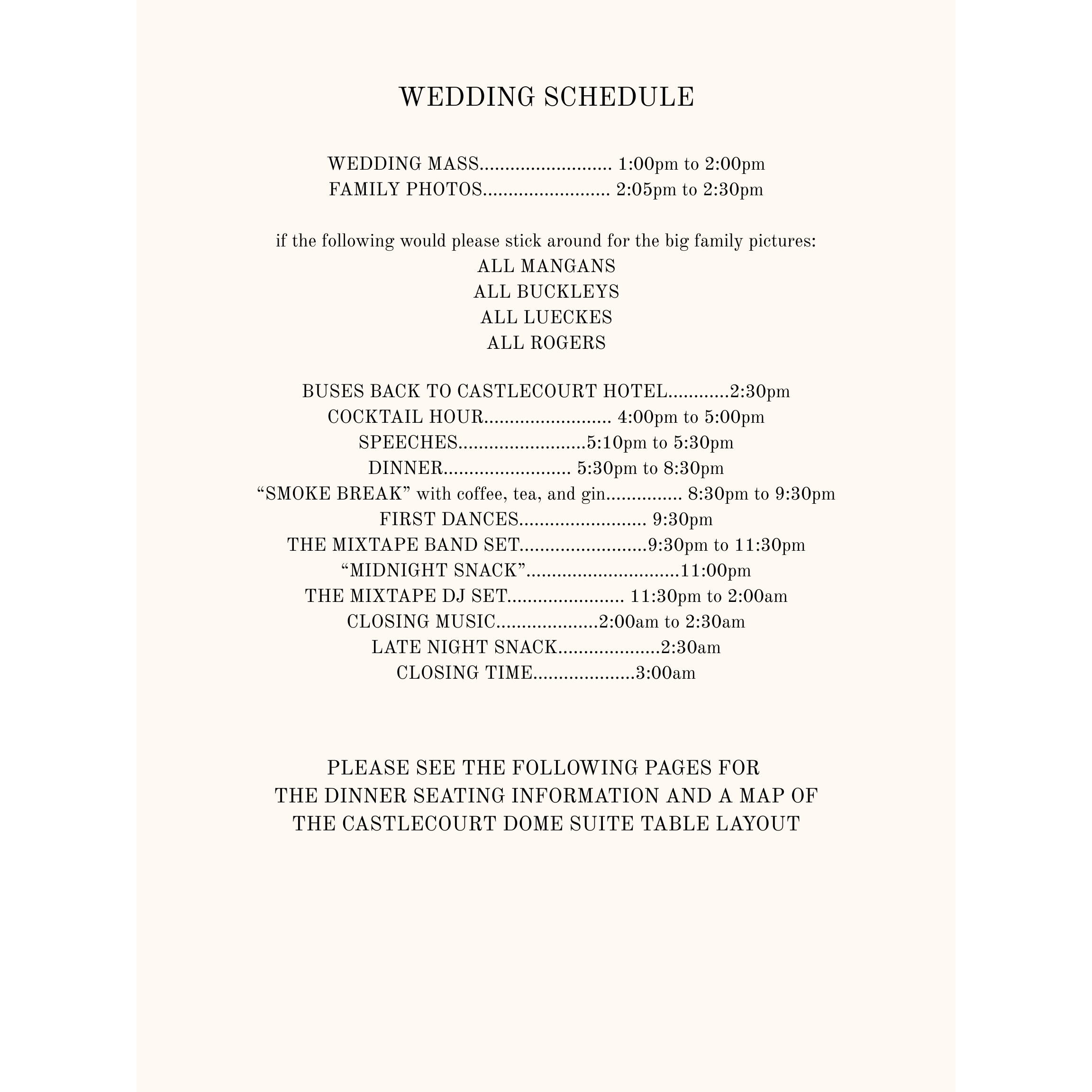 Wedding Day Schedule