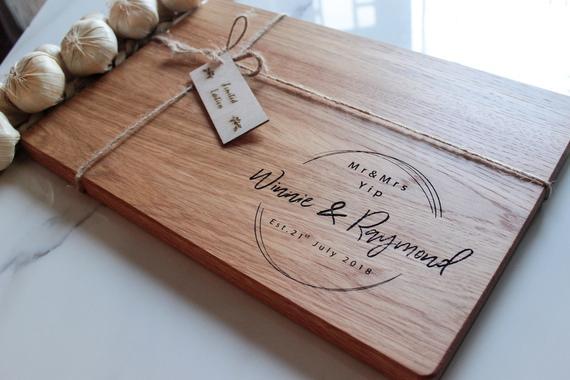 Engraved Wood Cutting Board, Personalized Wedding Gift, Custom Engraved Cutting Board Anniversary gift, Wedding Gift for Couple,
