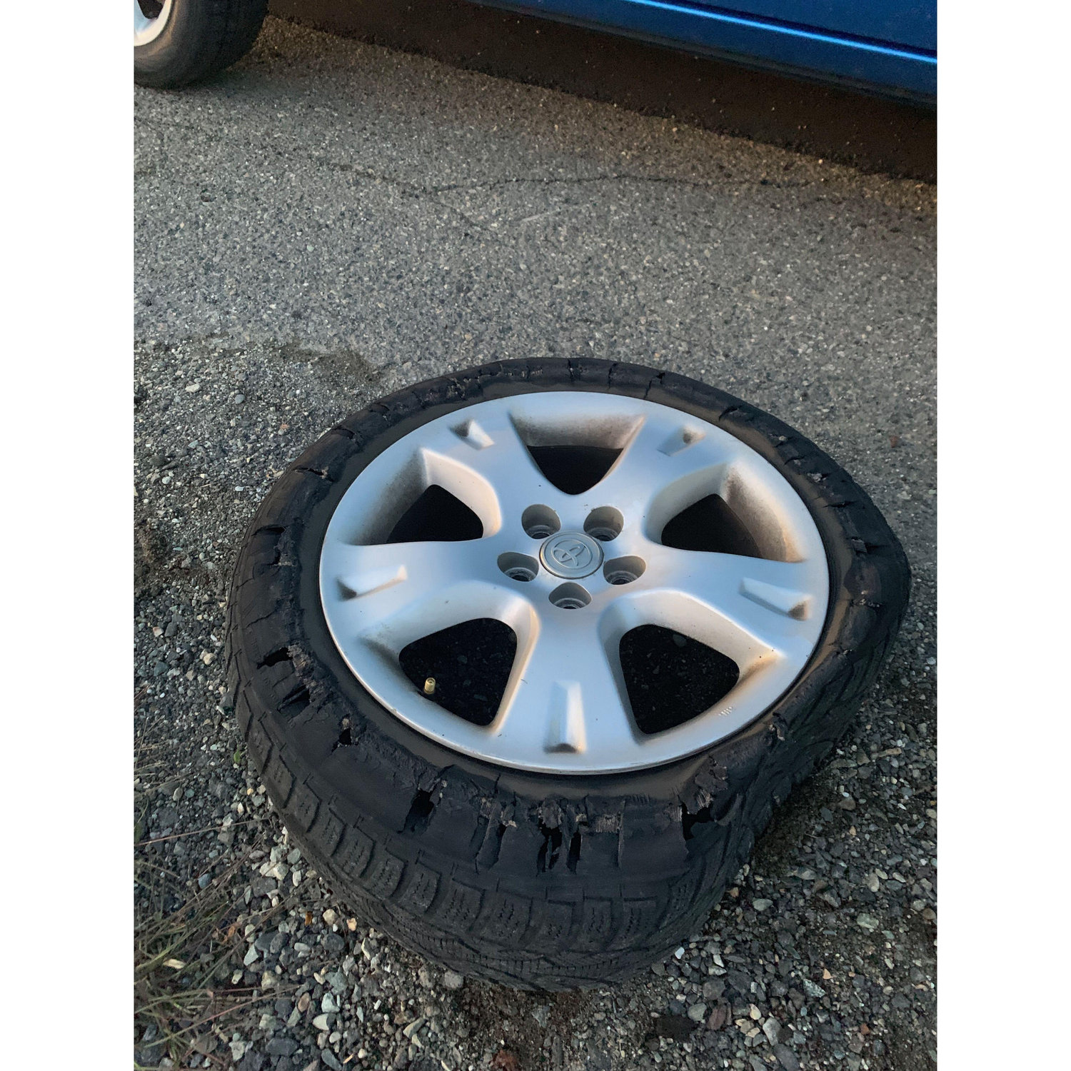 --The tire on the Matrix blew out :(