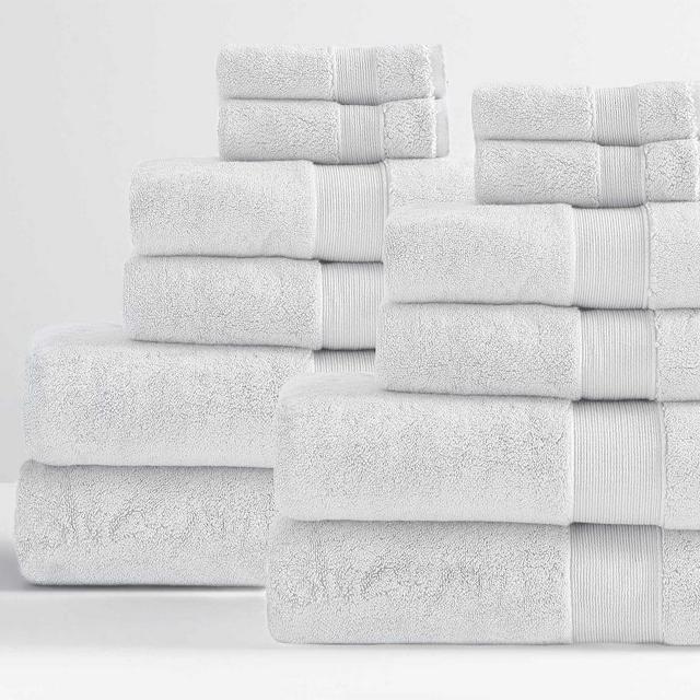 PB Classic Organic Bath, Hand, & Washcloth Towels, Set of 12, White