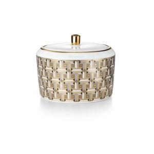 Tiffany T True Sugar Bowl Black with a Hand-painted Gold Rim