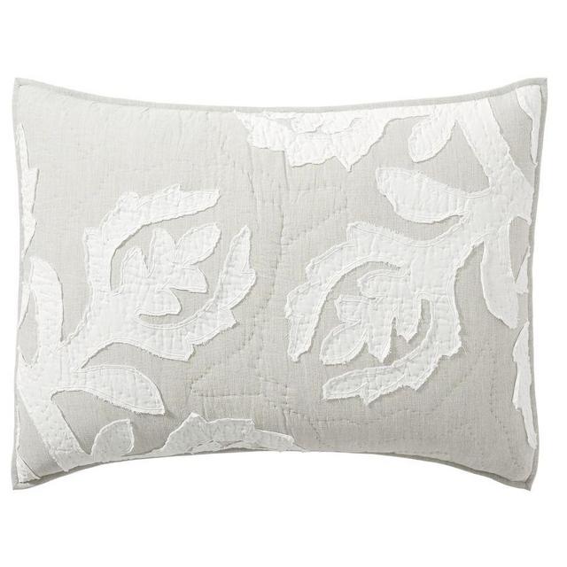 Light Gray Ohana Handcrafted Cotton Quilted Sham, Standard