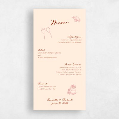 Buttercream, Beige Wedding Menu - Cerise
