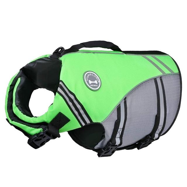 VIVAGLORY Sports Style Dog Life Jacket with Adjustable & Durable, Extra Flotation Swim Life Vest with Secure Fastening System for Small Dogs, Bright Green
