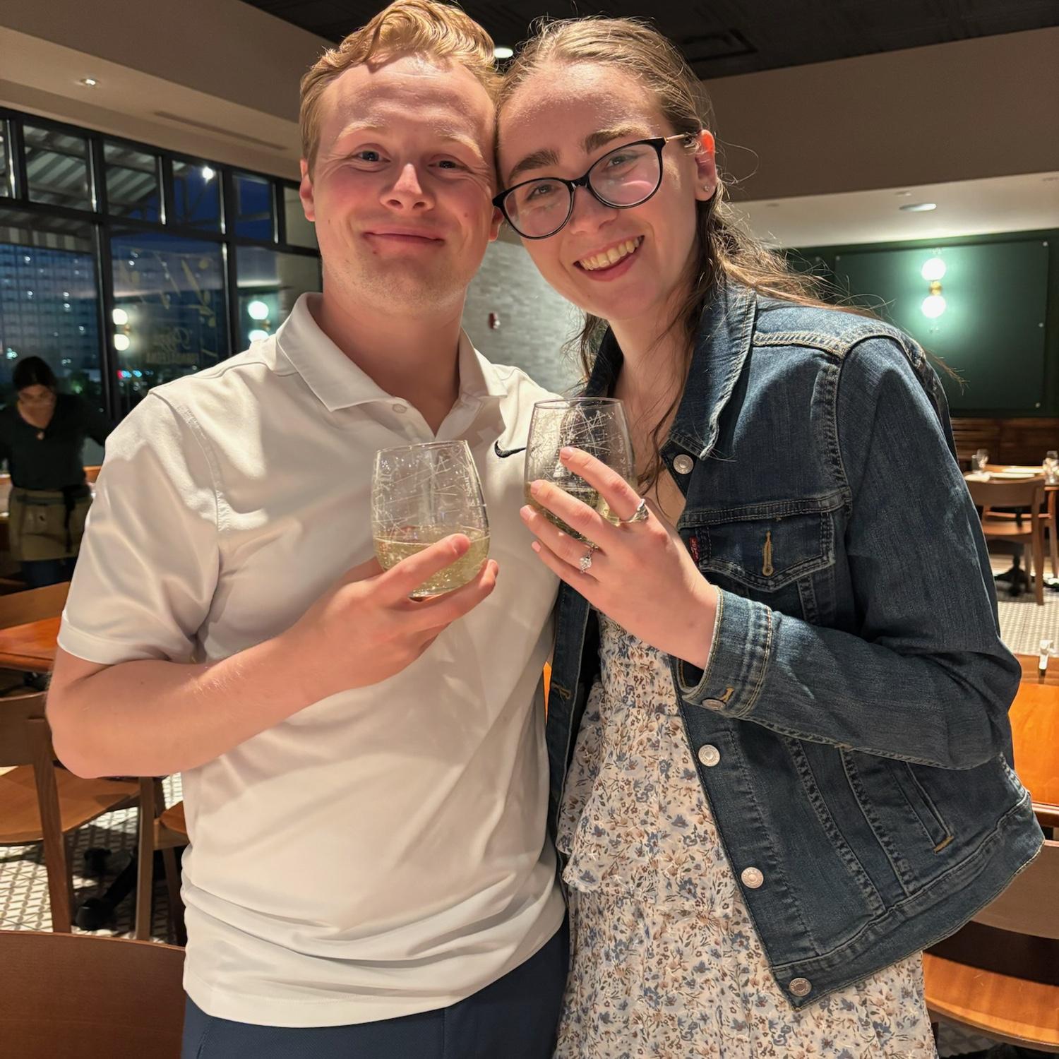 Kristen's mom had these wine glasses made as an engagement gift for the couple. They have the star map from the night Kristen and Sean got engaged wrapped around the glass.