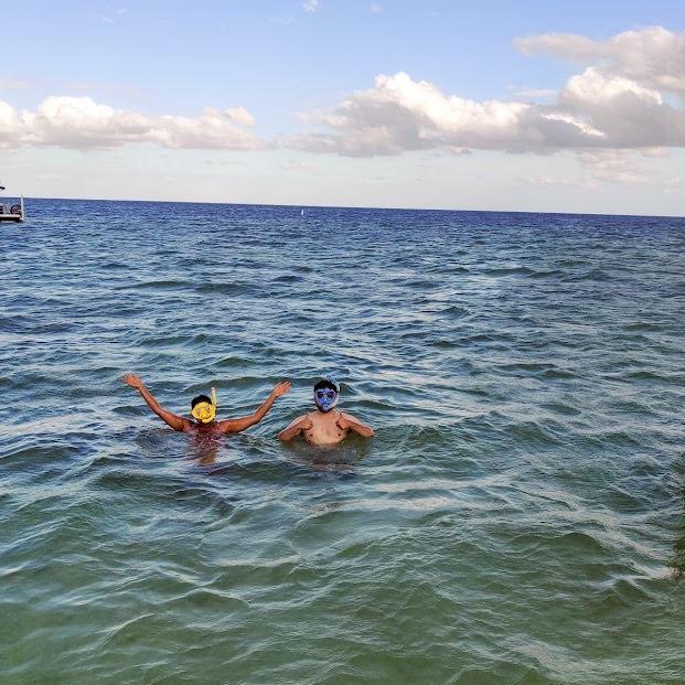 And snorkeled through the Keys to see sharks, jellyfishes and turtles...even though Raj doesn't know how to fully swim yet