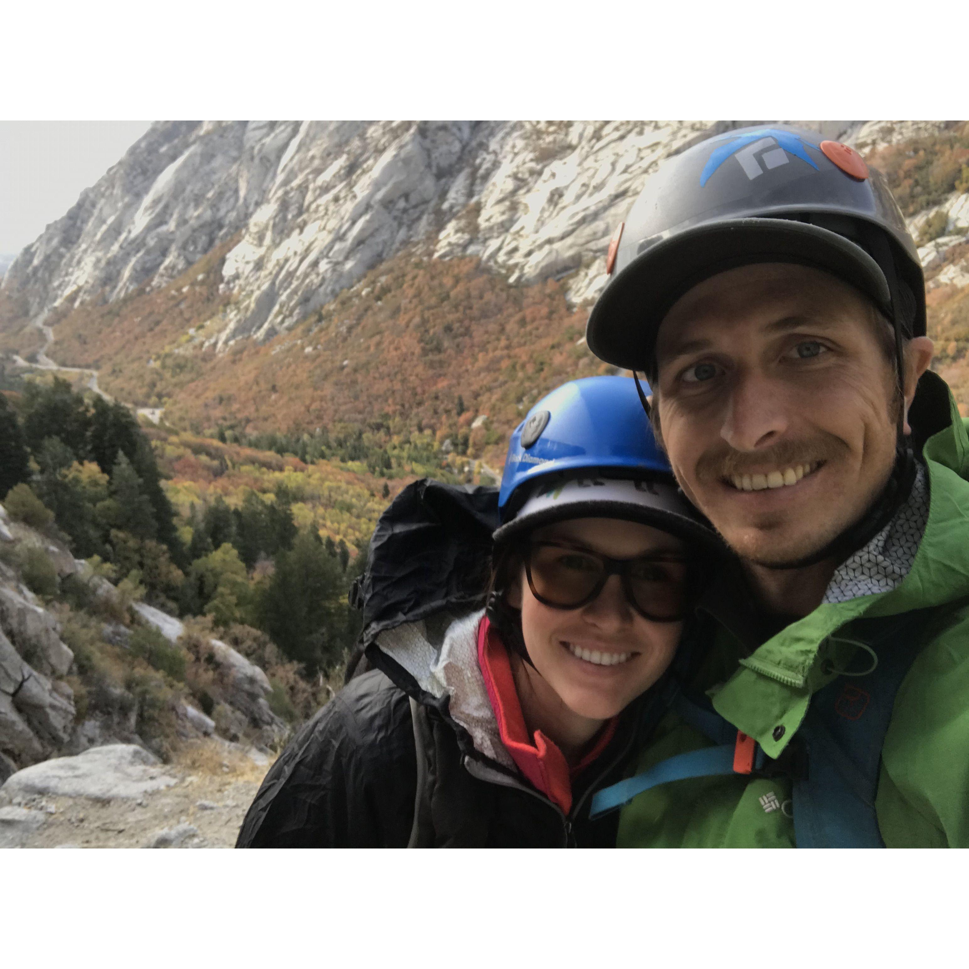 Rappelling down a waterfall in Little Cottonwood Canyon