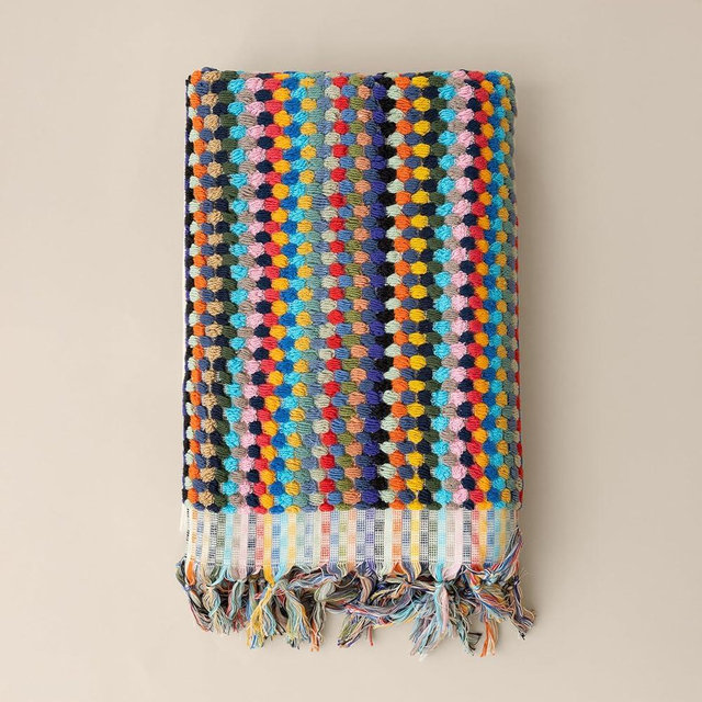 Viva Maison Pom Pom Turkish Bath and Beach Towels - Thick, Soft, Luxurious 100% Turkish Organic Cotton Bubble Weave Towels (Mixed Colors, 35 x 67 Bath Size)