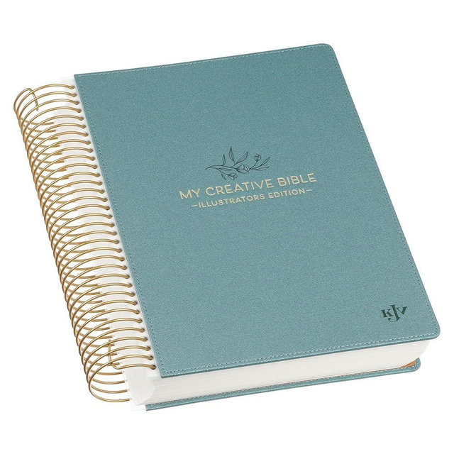 KJV Holy Bible, My Creative Bible - Illustrators Edition, King James Version, Journaling Space, Spiral Bound Hardcover Debossed Vegan Leather, Teal Blue